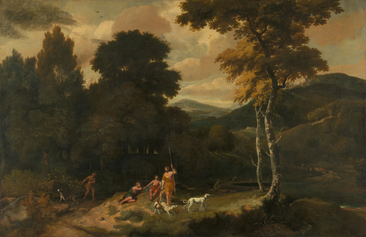 Landscape with Hunters – Jacob Esselens (mentioned on object) Vintage Landscape Art Print | Wall Art Poster