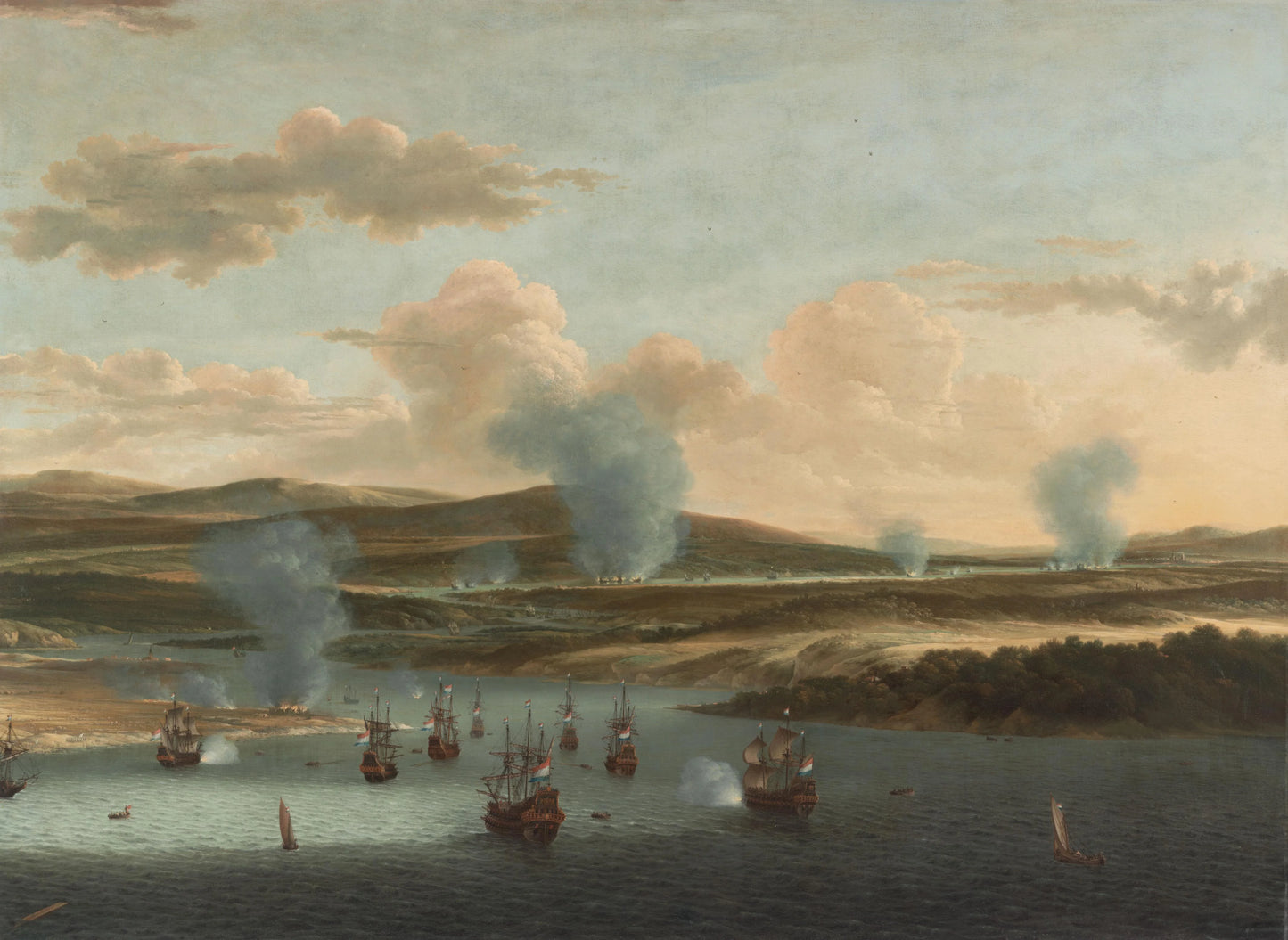 Battle of Medway – Willem Schellinks Vintage River Scene Art Print | Wall Art Poster