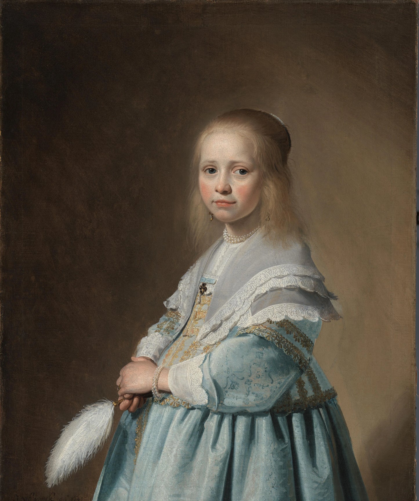 Portrait of a Girl Dressed in Blue – Johannes Verspronck (signed by artist) Vintage Portrait Art Print | Wall Art Poster