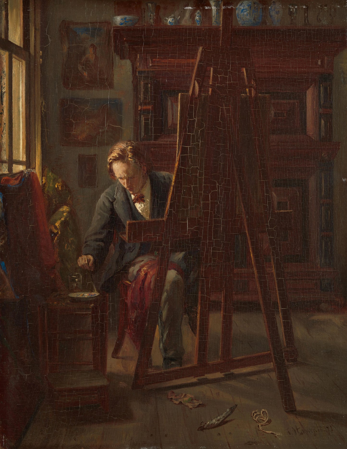 The Artist George Jan Hendrik Poggenbeek in His Studio – Theo Hanrath Vintage Self-Portrait Art Print | Wall Art Poster