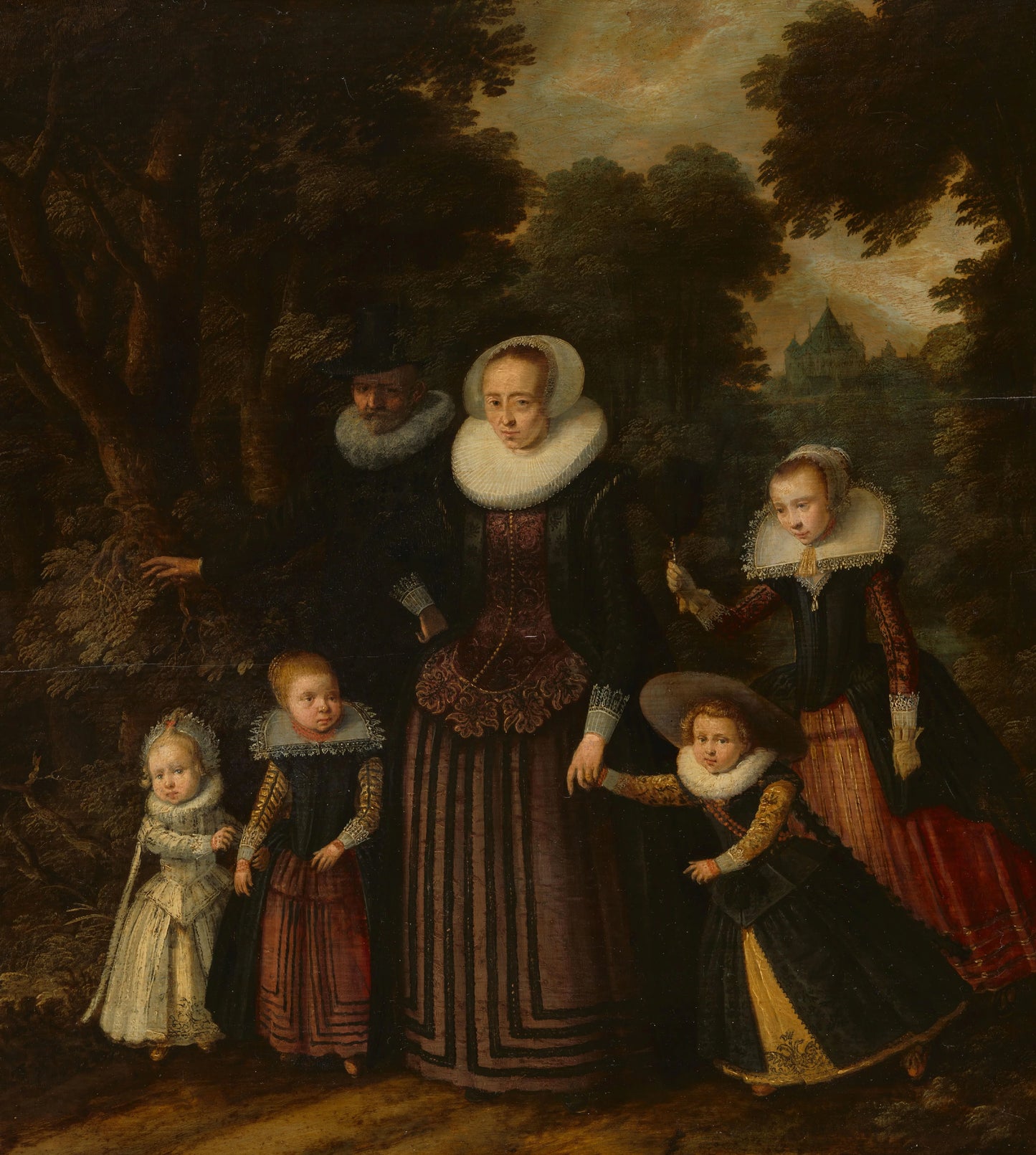 Portrait of a Couple and Four Children – anonymous Vintage Portrait Art Print | Wall Art Poster