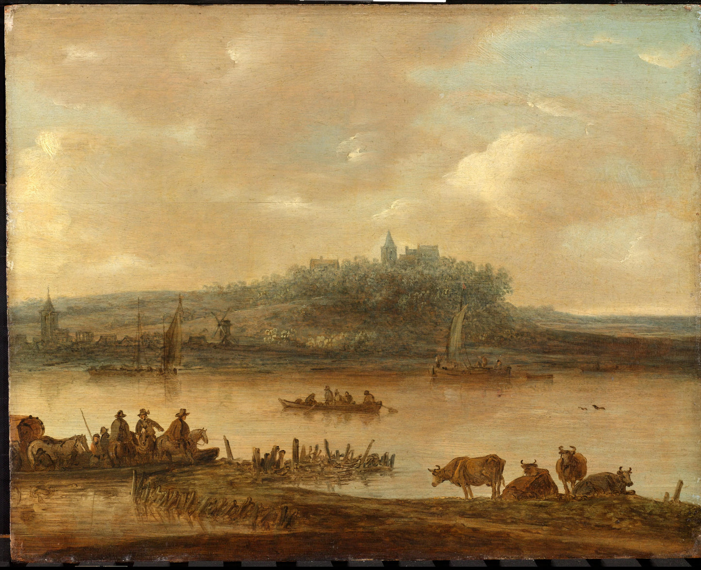 View of the Rhine and the Elterberg – manner of Jan van Goyen Vintage Landscape Art Print | Wall Art Poster