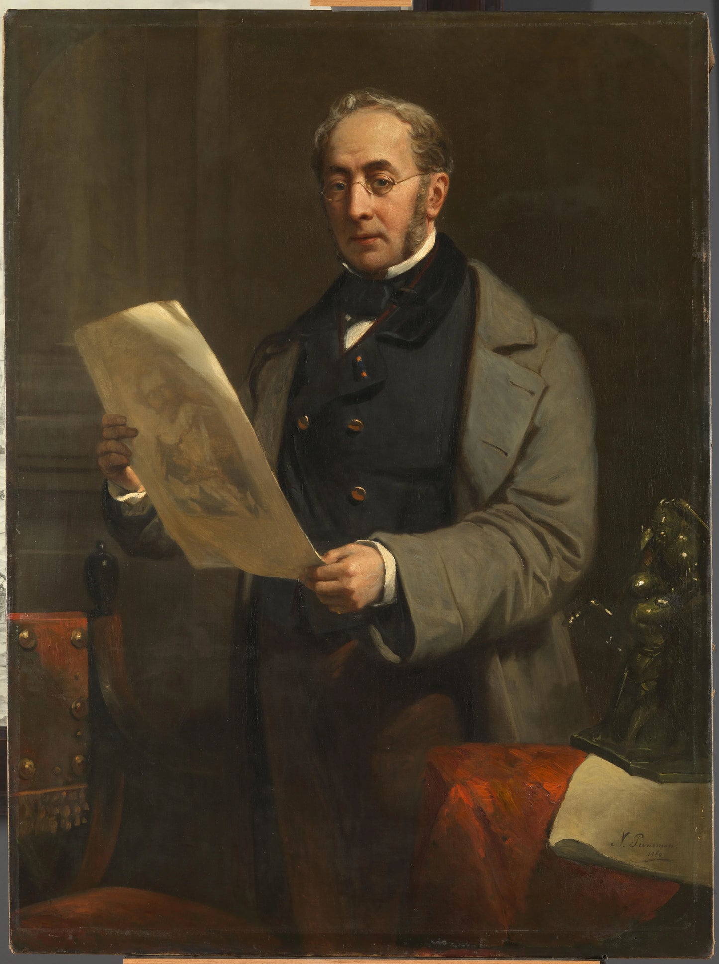 Portrait of Jacob de Vos Jacobszoon (1803-1878). Amsterdam Art Collector and Owner of the Historical Gallery De Vos – Nicolaas Pieneman Vintage Portrait Art Print | Wall Art Poster