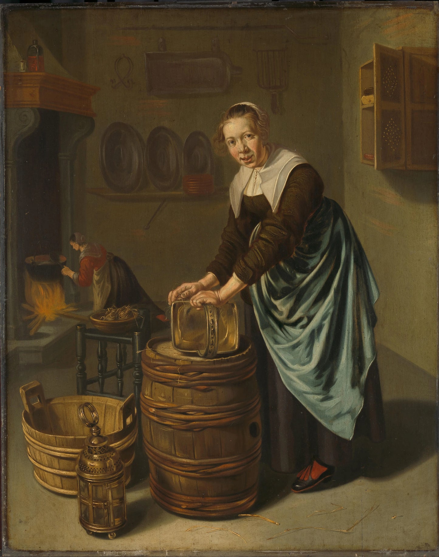 Woman Scouring a Vessel – Willem van Odekercken (signed by artist) Vintage Art Print | Wall Art Poster