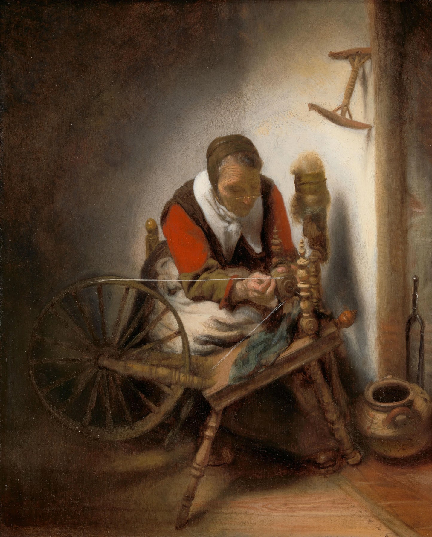 The Spinner, a Niddy-noddy Hanging on the Wall – Nicolaes Maes Vintage Art Print | Wall Art Poster