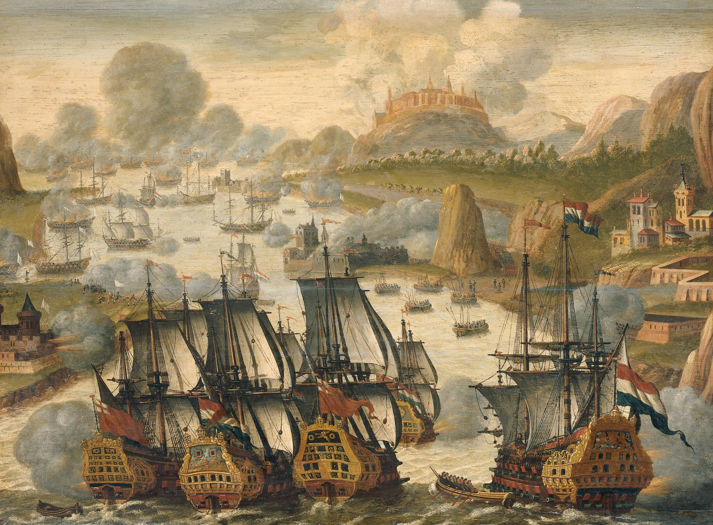 Naval Battle of Vigo Bay, 23 October 1702. Episode from the War of the Spanish Succession – anoniem Vintage Marine Scene Art Print | Wall Art Poster