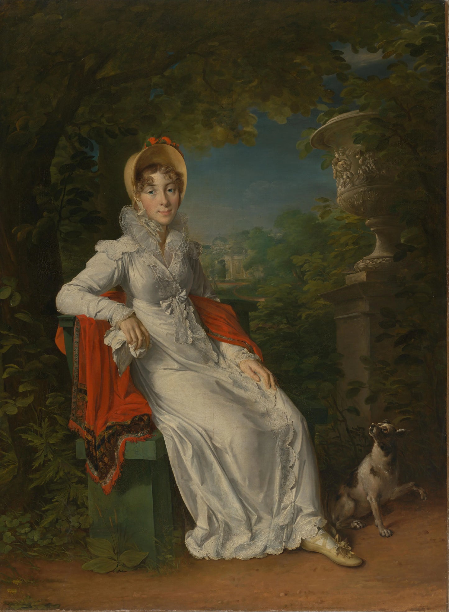 Carolina Ferdinanda Louisa of Sicily (1798-1870). Wife of Charles Ferdinand, Duc de Berry, in the Park of Bagatelle in the Bois de Boulogne (near Paris) – François Gérard Vintage Portrait Art Print | Wall Art Poster