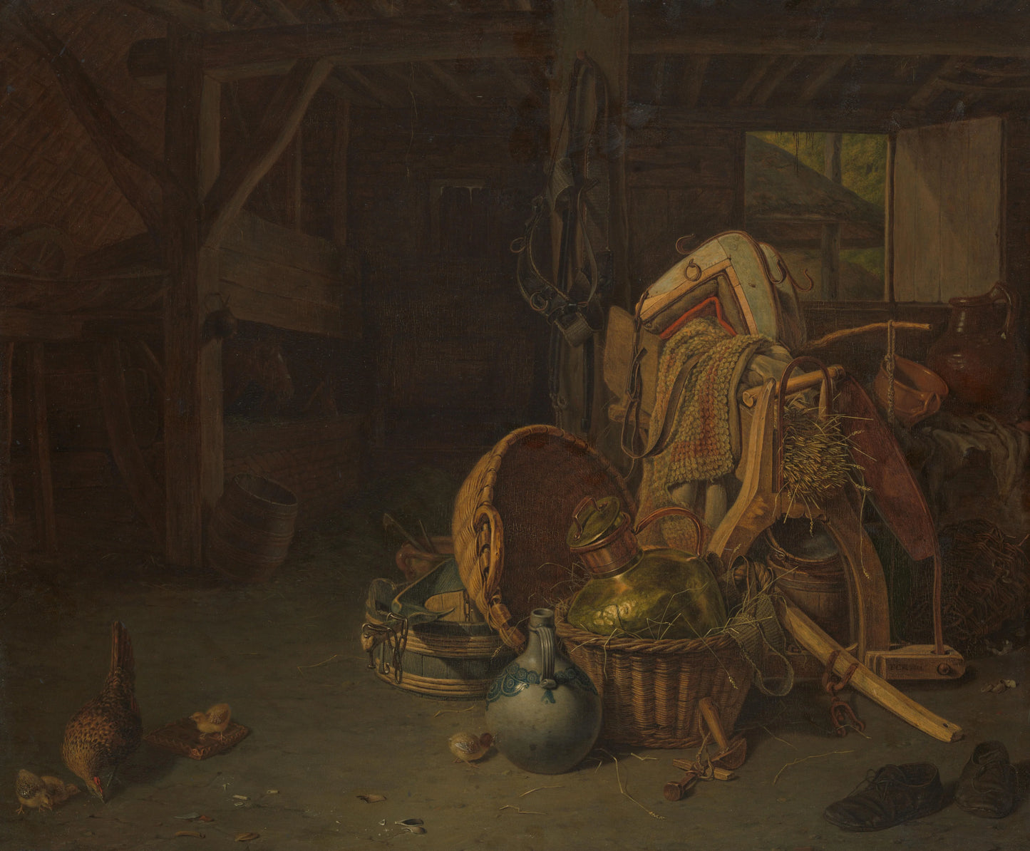 Still Life in a Stable – François Cornelis Knoll Vintage Still Life Art Print | Wall Art Poster