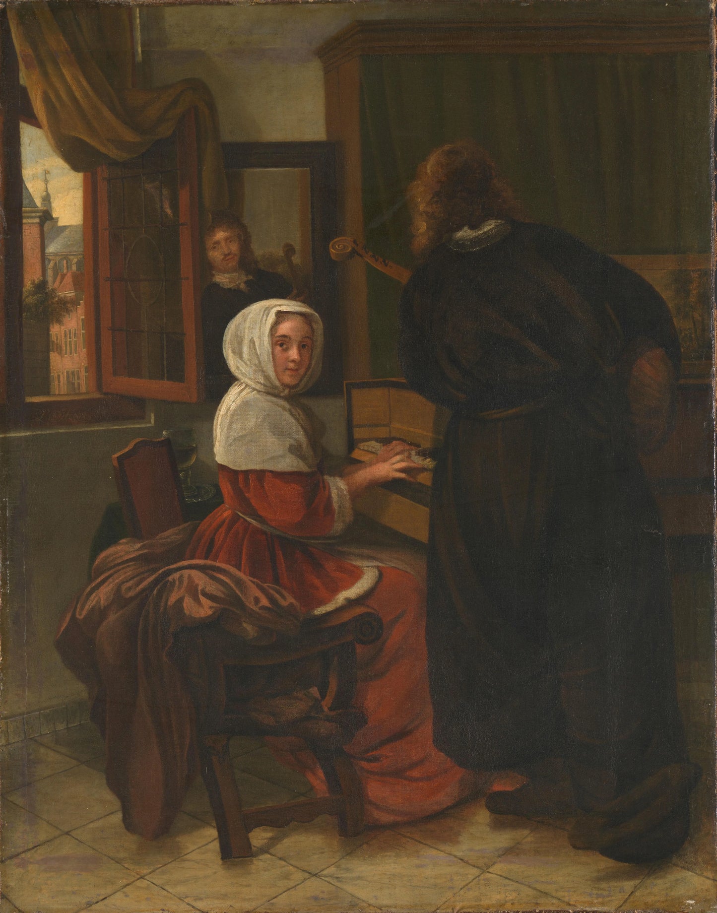 Pair Making Music – manner of Cornelis de Man Vintage Art Print | Wall Art Poster