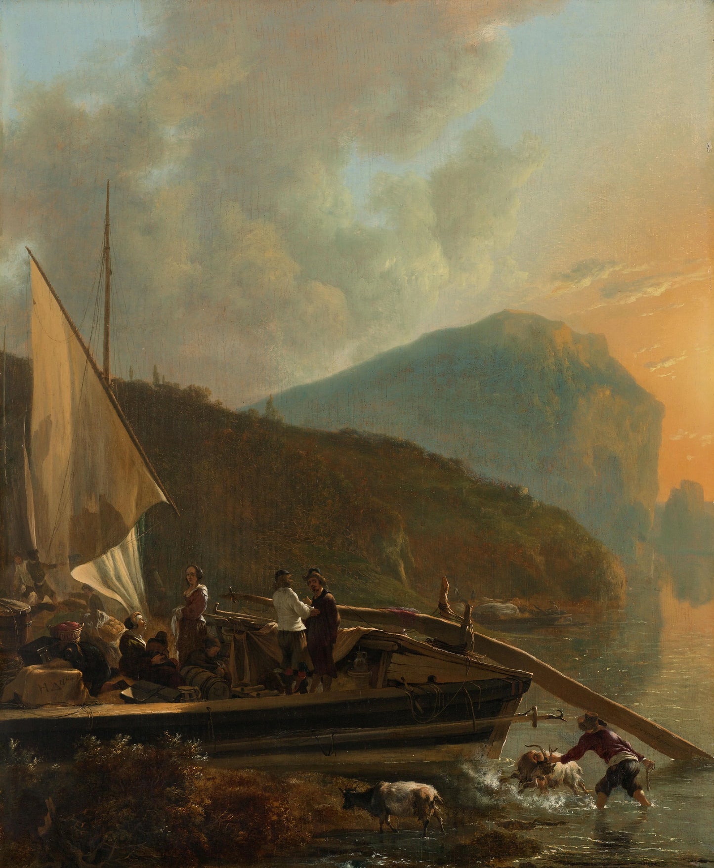 Italianate River Landscape – Adam Pijnacker (mentioned on object) Vintage Landscape Art Print | Wall Art Poster