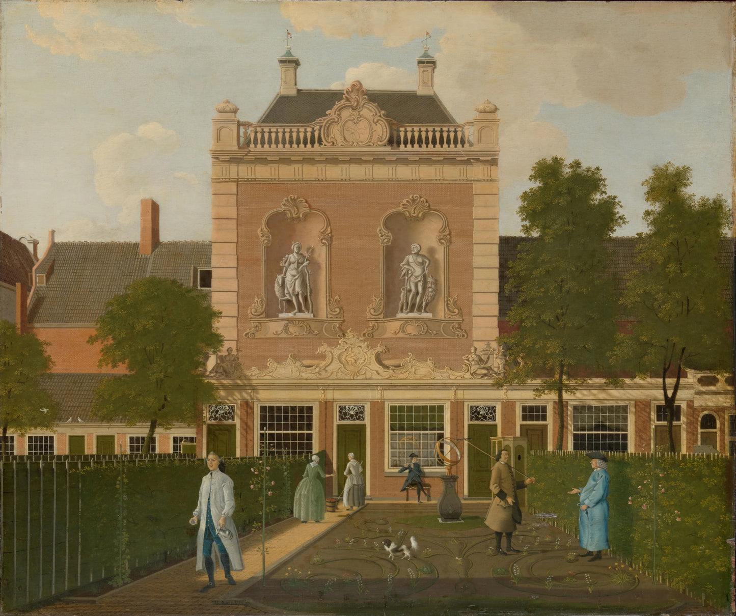 The Garden and Coachhouse of Keizersgracht 524, Amsterdam, when it was the Recidence of Nicolaes Doekscheer (d 1789) and Elisabeth Groen (d 1782) – Hendrik Keun (vermeld op object) Vintage Garden Scene Art Print | Wall Art Poster