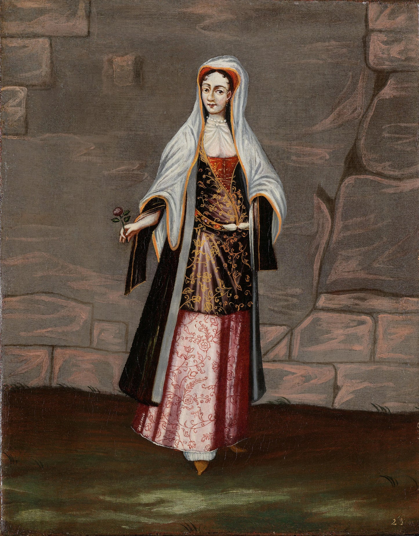 Woman from the Island of Mykonos – workshop of Jean Baptiste Vanmour Vintage Art Print | Wall Art Poster