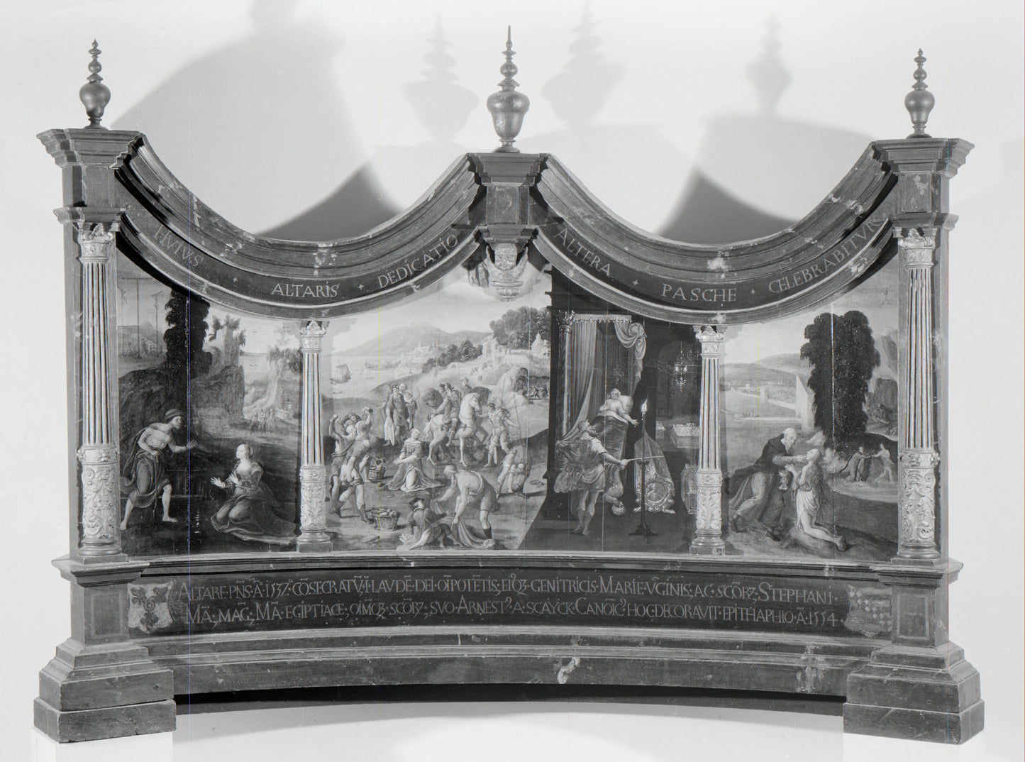 Triptych with the Stoning of Saint Stephen and the Legend of the Finding of his Grave – anoniem Vintage Art Print | Wall Art Poster
