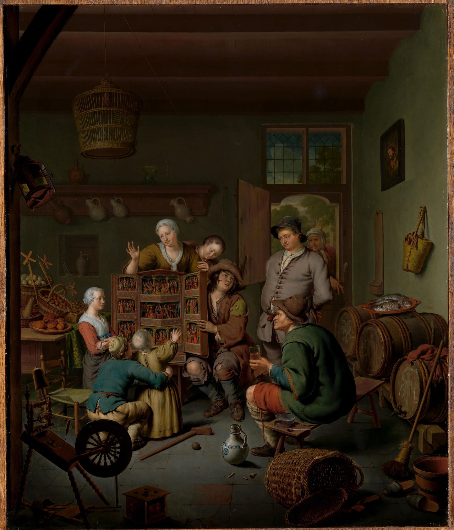 The Raree-show (’t Fraay Curieus) – Willem van Mieris Vintage Bird Study Art Print | Wall Art Poster