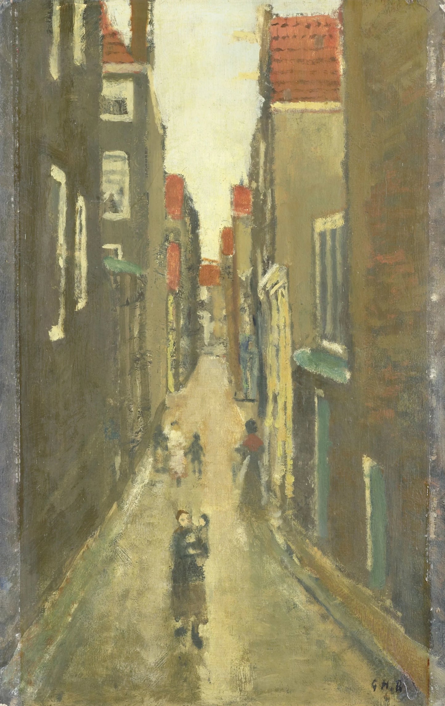 Neighborhood Street in the Jordaan, Amsterdam – George Hendrik Breitner (vermeld op object) Vintage Street Scene Art Print | Wall Art Poster