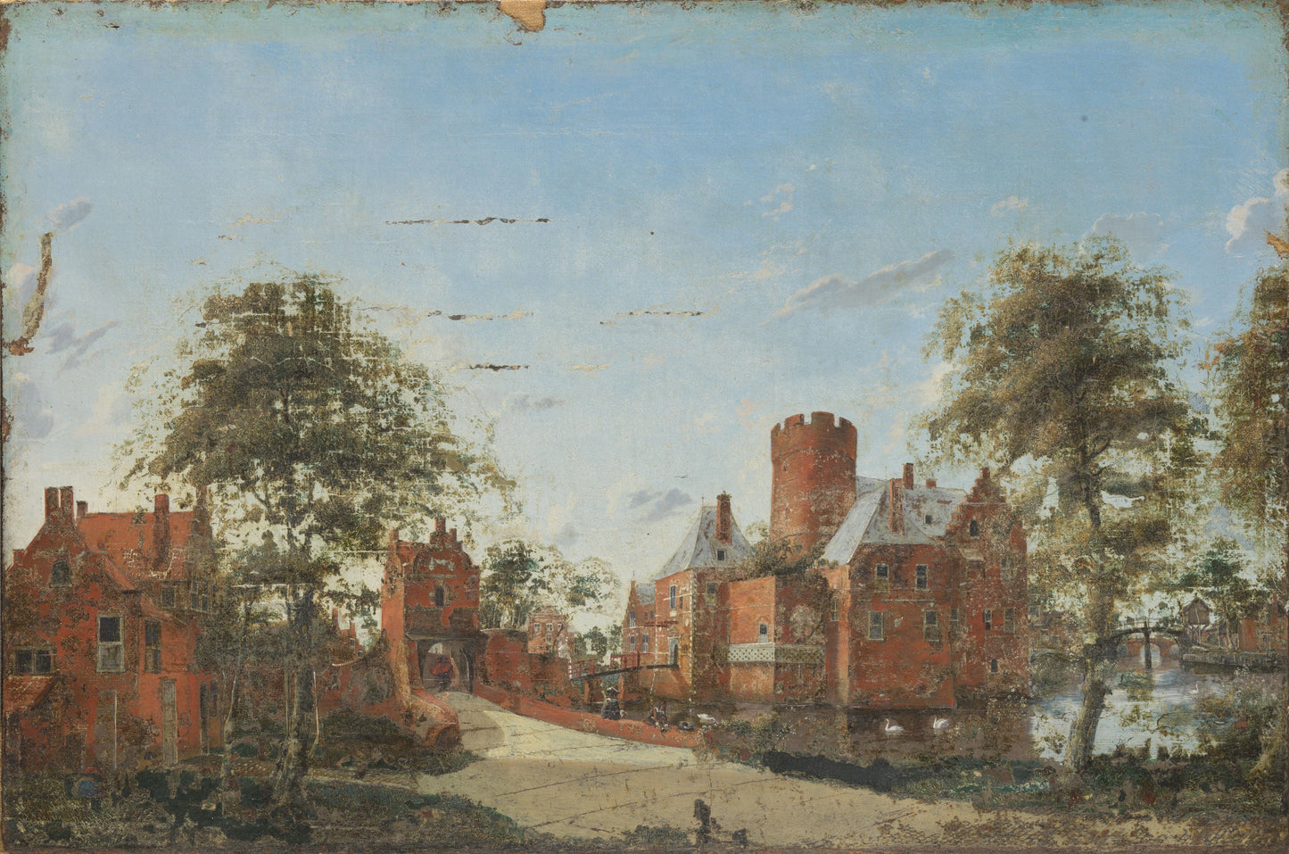 Loenersloot Castle on the Angstel – manner of Jan van der Heyden Vintage Art Print | Wall Art Poster