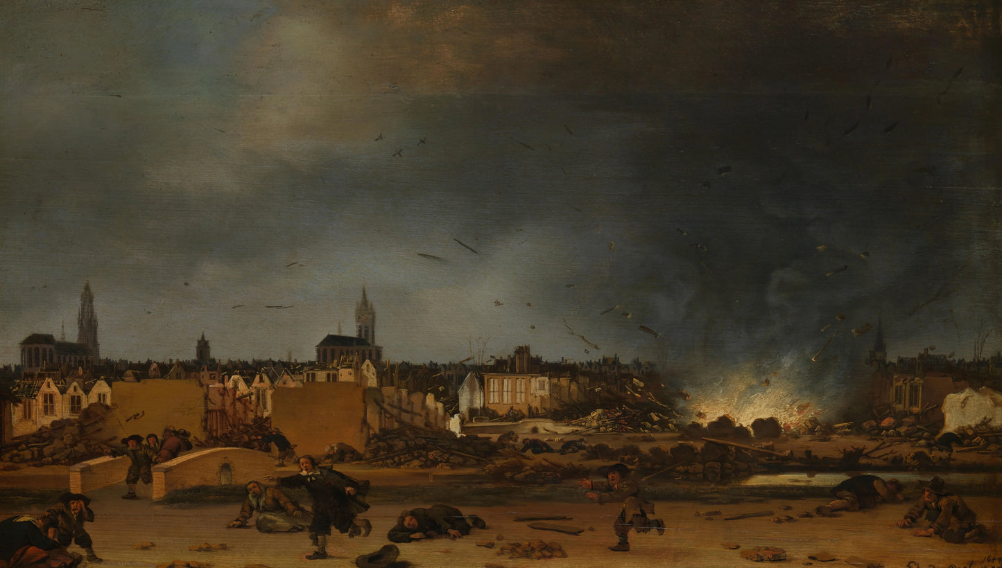 The explosion of the powder magazine in Delft, 12 October 1654 – Egbert Lievensz. van der Poel Vintage Cityscape Art Print | Wall Art Poster