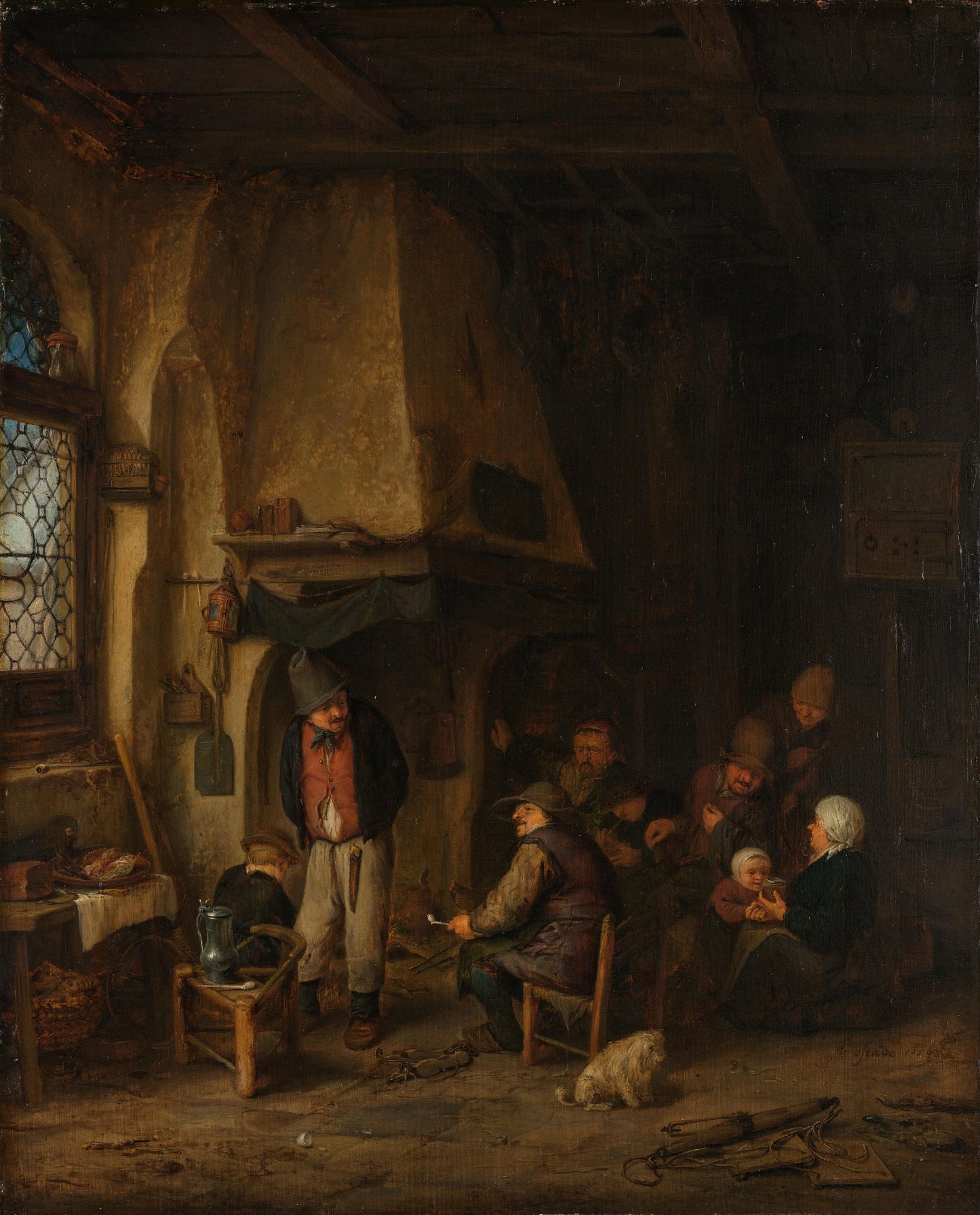 ‘The Skaters’: Peasants in an Interior – Adriaen van Ostade (vermeld op object) Vintage Art Print | Wall Art Poster
