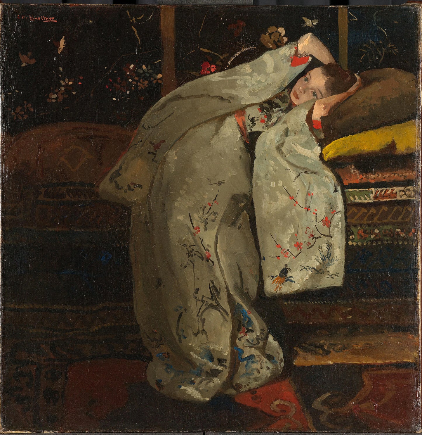 Girl in a White Kimono – George Hendrik Breitner (mentioned on object) Vintage Art Print | Wall Art Poster