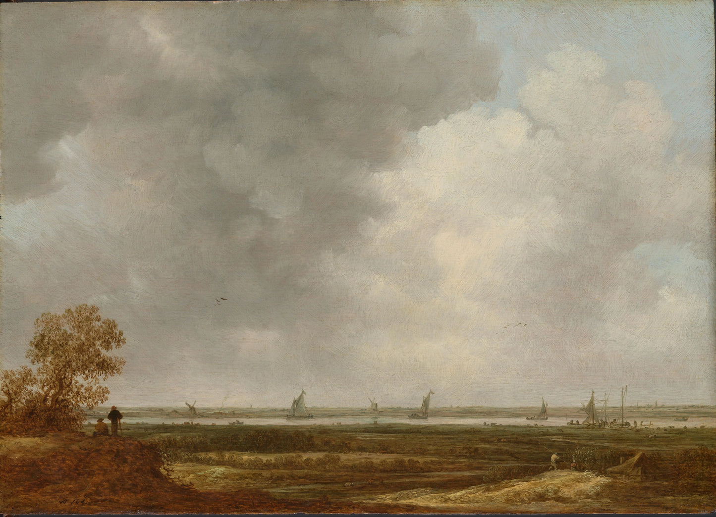 Panoramic View of a River with Low-Lying Meadows – Jan van Goyen (mentioned on object) Vintage Landscape Art Print | Wall Art Poster
