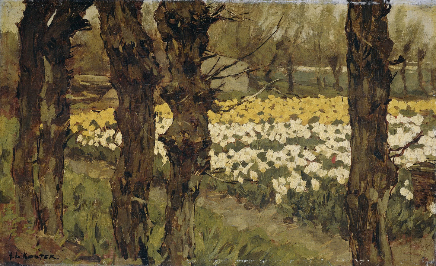 Tulip Fields – Anton L. Koster (vermeld op object) Vintage Landscape Art Print | Wall Art Poster