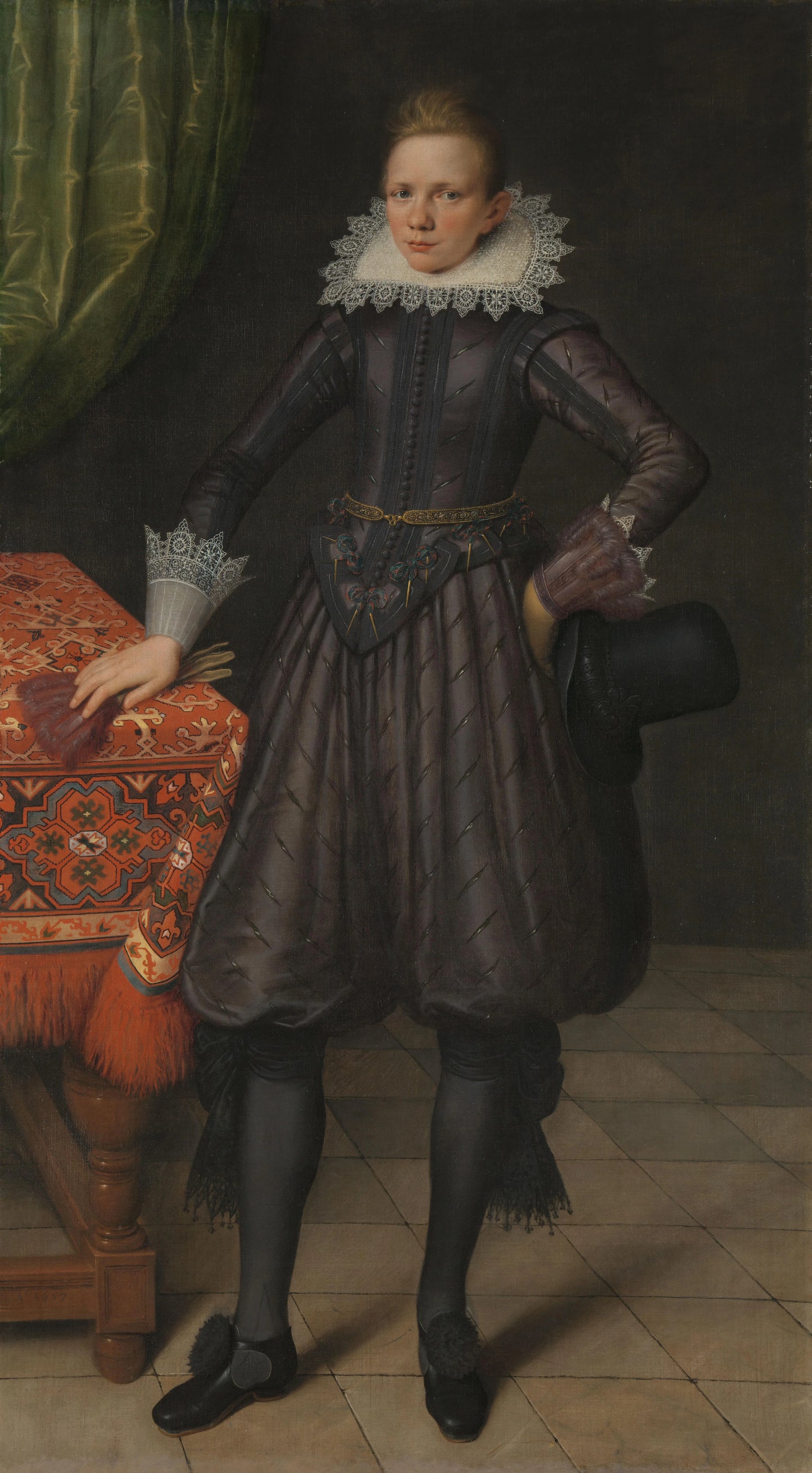 Portrait of Sir Peter Courten (1599-1624) – toegeschreven aan Salomon Mesdach Vintage Portrait Art Print | Wall Art Poster