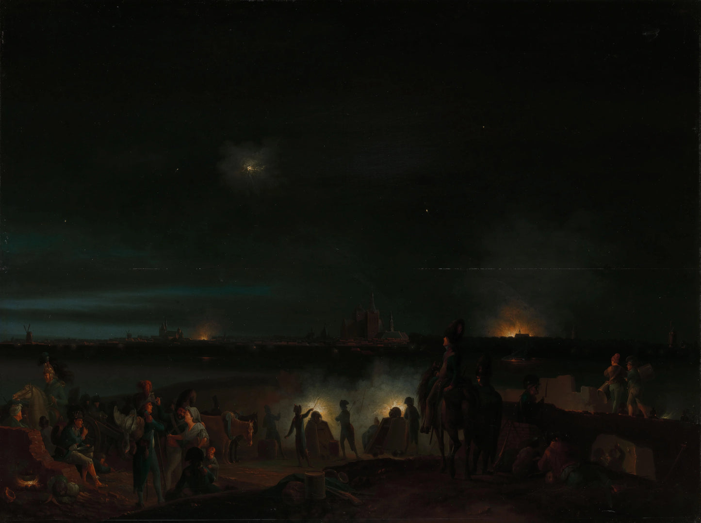 The Shelling of 's -Hertogenbosch by the French during the Siege of 1794, presumably in the Night of 25-26 September – Josephus Augustus Knip Vintage Cityscape Art Print | Wall Art Poster