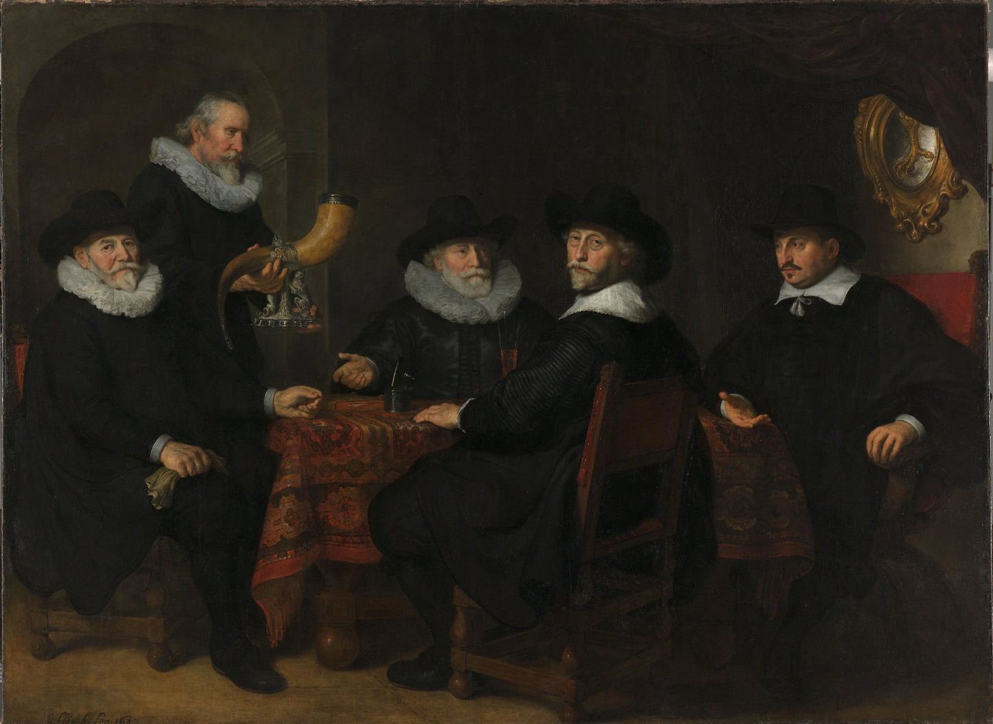 Portrait of the Governors of the Kloveniersdoelen – Govert Flinck (signed by artist) Vintage Portrait Art Print | Wall Art Poster