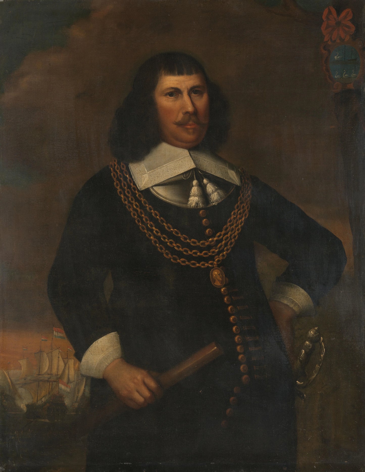 Pieter Florisz (ca. 1605-58), Vice-Admiral of the Northern District – kopie naar Abraham Liedts Vintage Portrait Art Print | Wall Art Poster