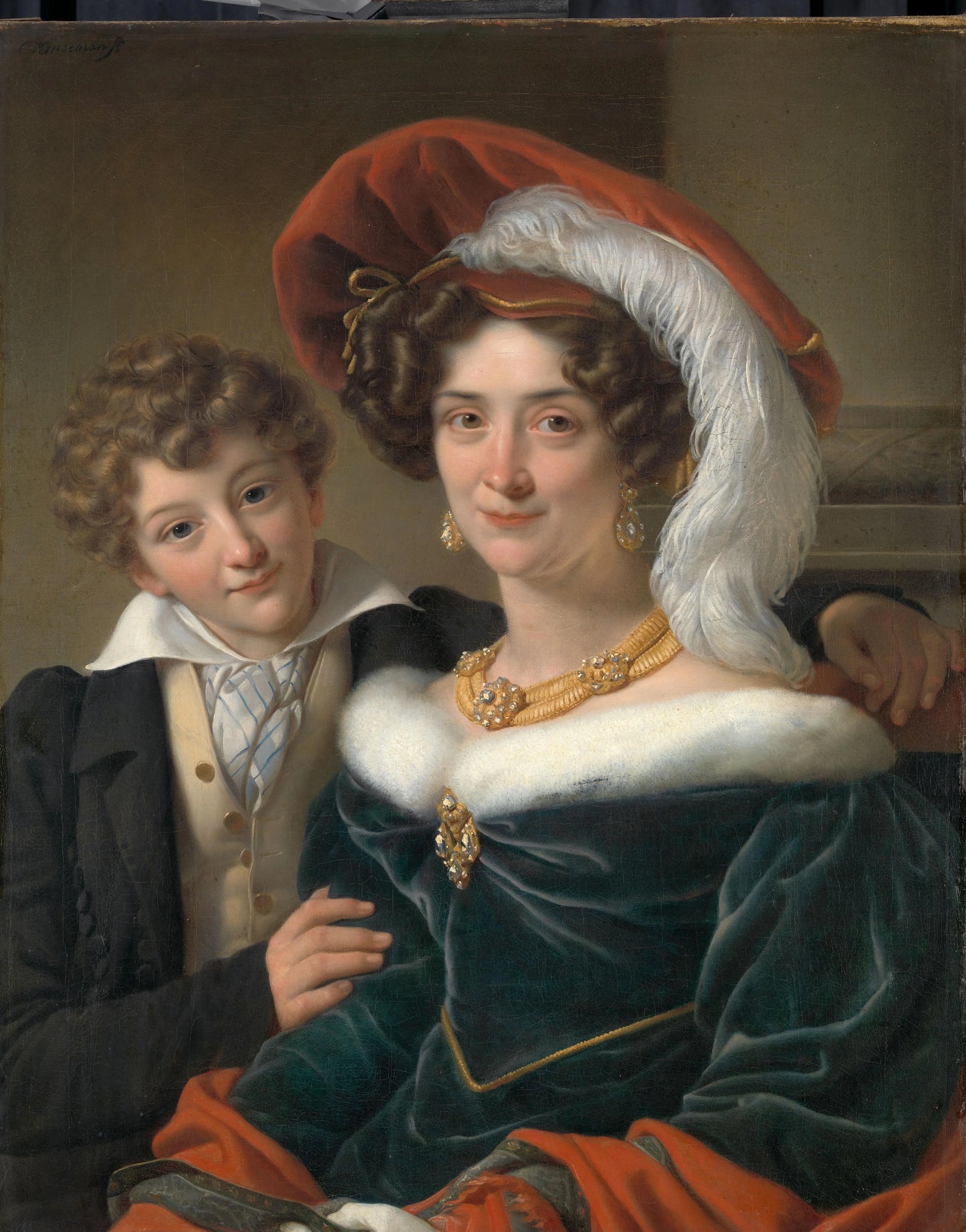 Rudolphina Wilhelmina Elizabeth de Sturler (1798-1873), second Wife of Count Johannes van den Bosch, with their Son Richard Leeuwenhart – toegeschreven aan atelier van Cornelis Kruseman Vintage Portrait Art Print | Wall Art Poster