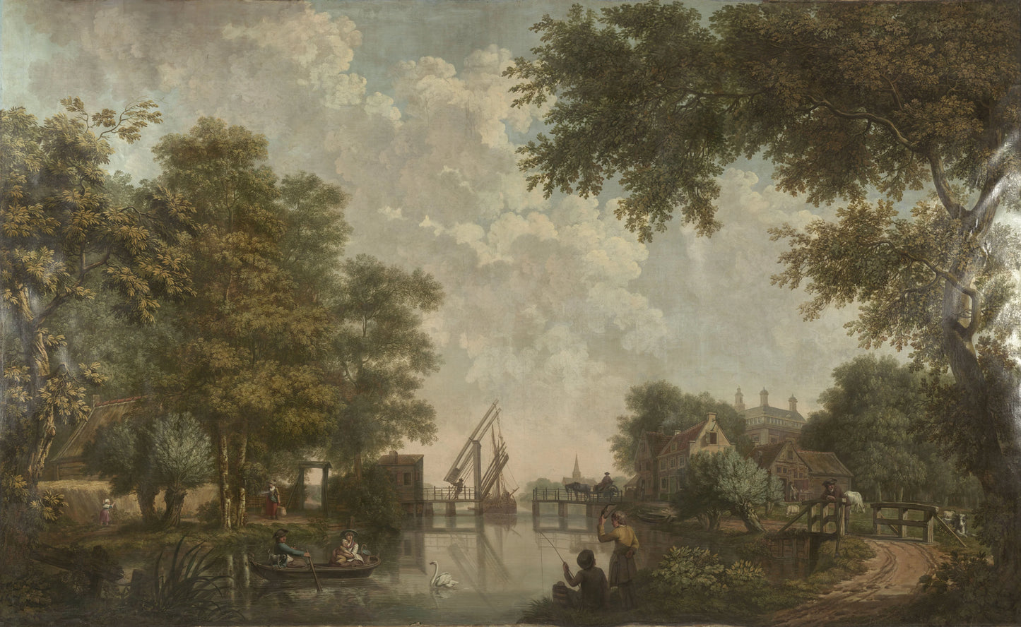 Three Painted Wall Hangings of a Dutch landscape – attributed to Jurriaan Andriessen Vintage Landscape Art Print | Wall Art Poster