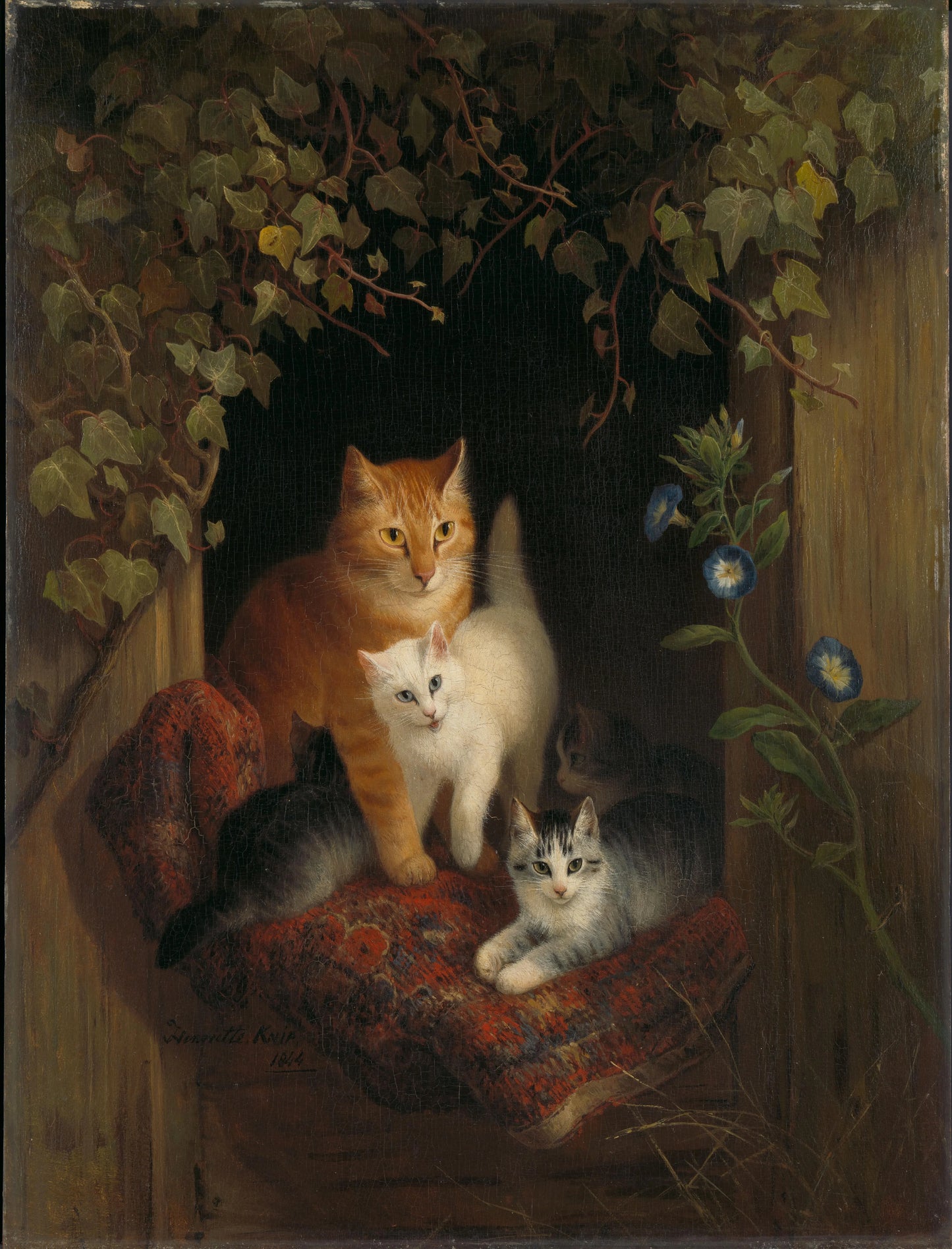 Cat with Kittens – Henriëtte Ronner Vintage Animal Study Art Print | Wall Art Poster