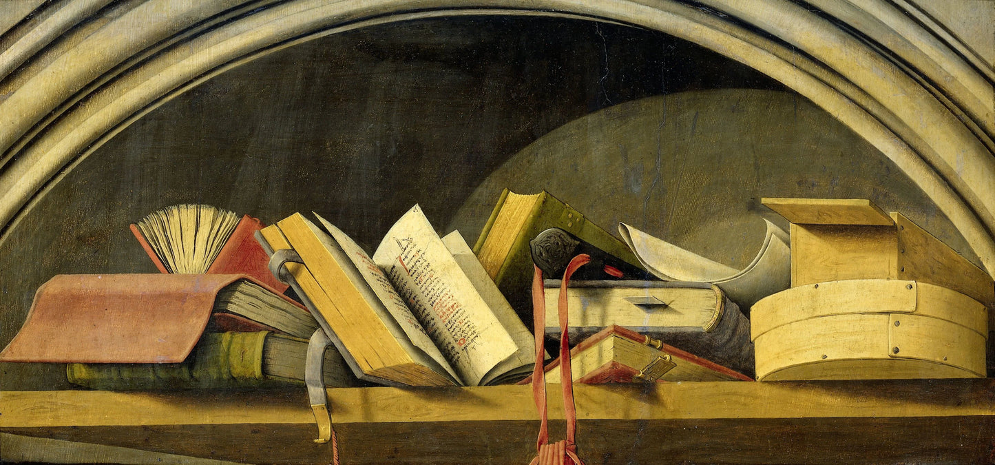 Still Life with Books in a Niche – Barthélémy d' Eyck Vintage Still Life Art Print | Wall Art Poster