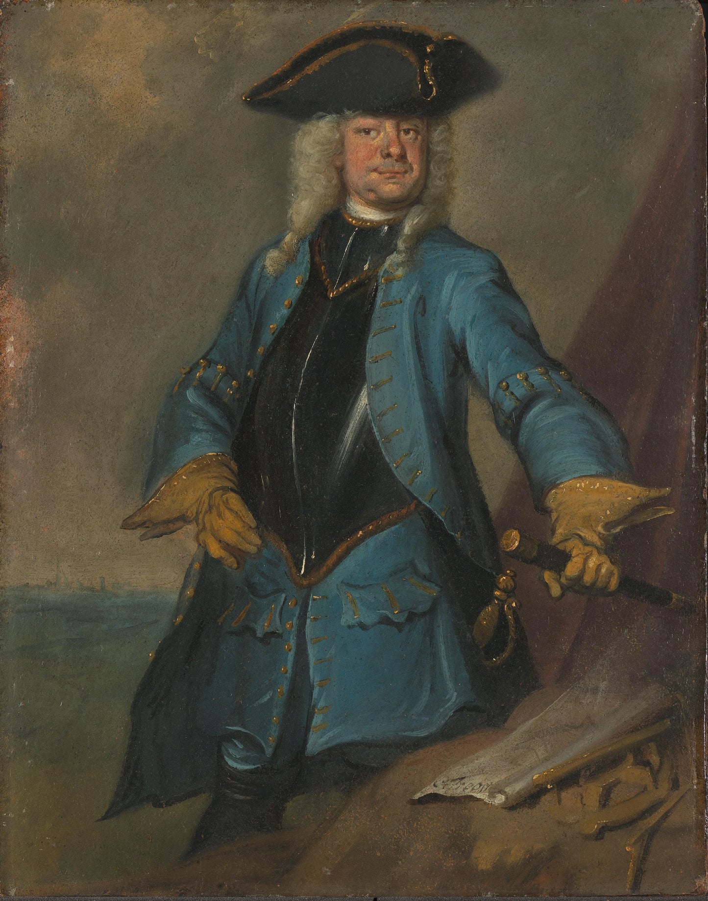 Gerrit Sichterman (1688-1730). Quartermaster-General of the Cavalry, Colonel of the Oranje-Groningen Infantry Regiment, Commandant of Grave – Cornelis Troost (eigenhandig gesigneerd) Vintage Portrait Art Print | Wall Art Poster