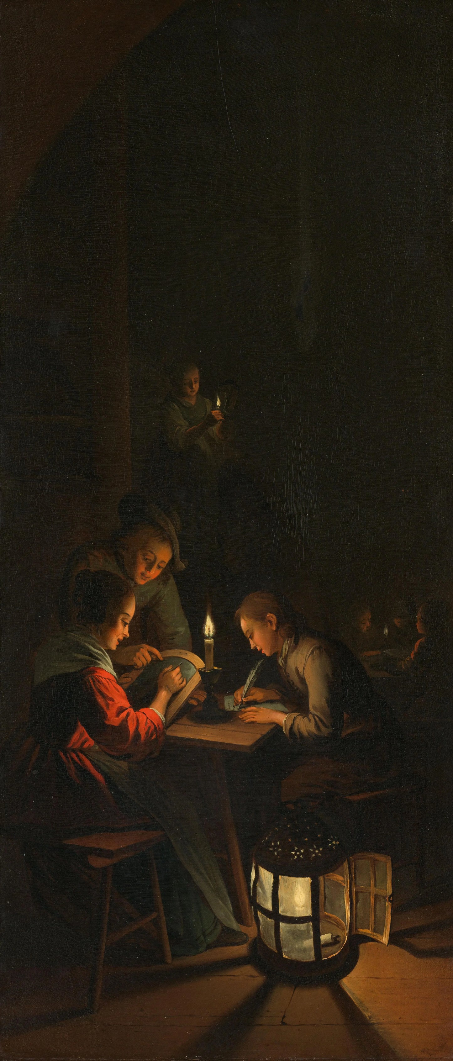 Triptych: Allegory of Art Training – copy after Gerrit Dou, Willem Joseph Laquy Vintage Art Print | Wall Art Poster