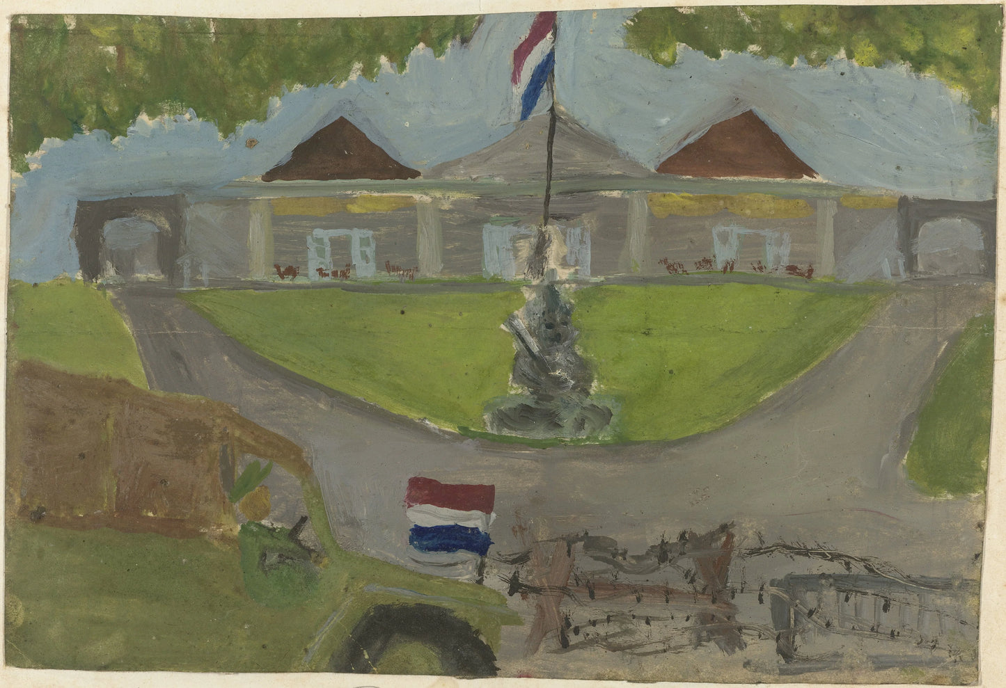 Dutch forces occupying the Presidential Palace – Mohammad Toha Adimidjojo Vintage Art Print | Wall Art Poster