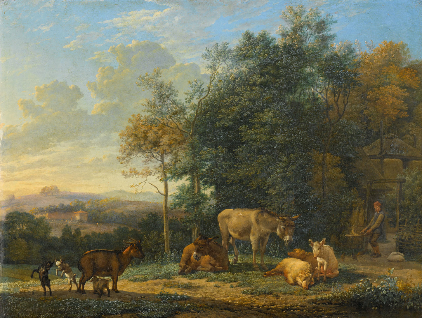 Landscape with two Donkeys, goats and Pigs – Karel du Jardin Vintage Landscape Art Print | Wall Art Poster