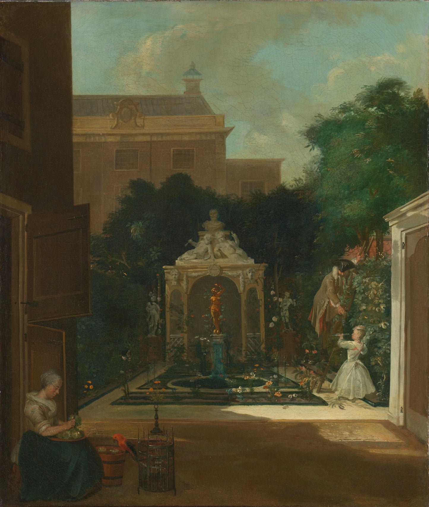 An Amsterdam Canal House Garden – Cornelis Troost Vintage Garden Scene Art Print | Wall Art Poster