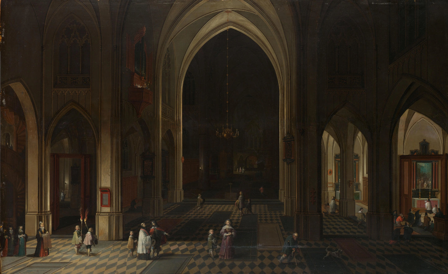 Interior of a Gothic Church at Night Looking East – Peeter Neeffs (I) Vintage Art Print | Wall Art Poster