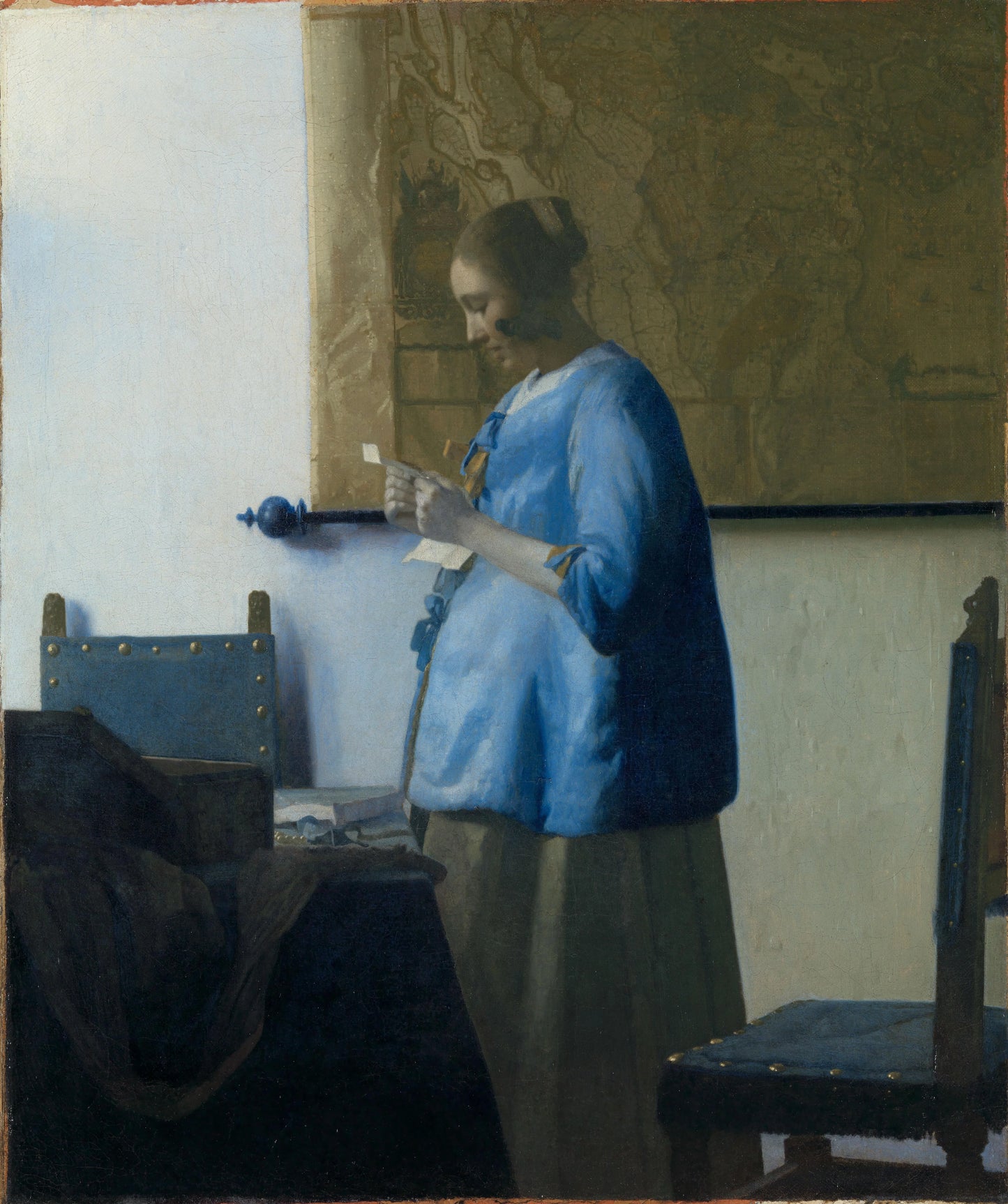 Woman in Blue Reading a Letter – Johannes Vermeer Vintage Art Print | Wall Art Poster