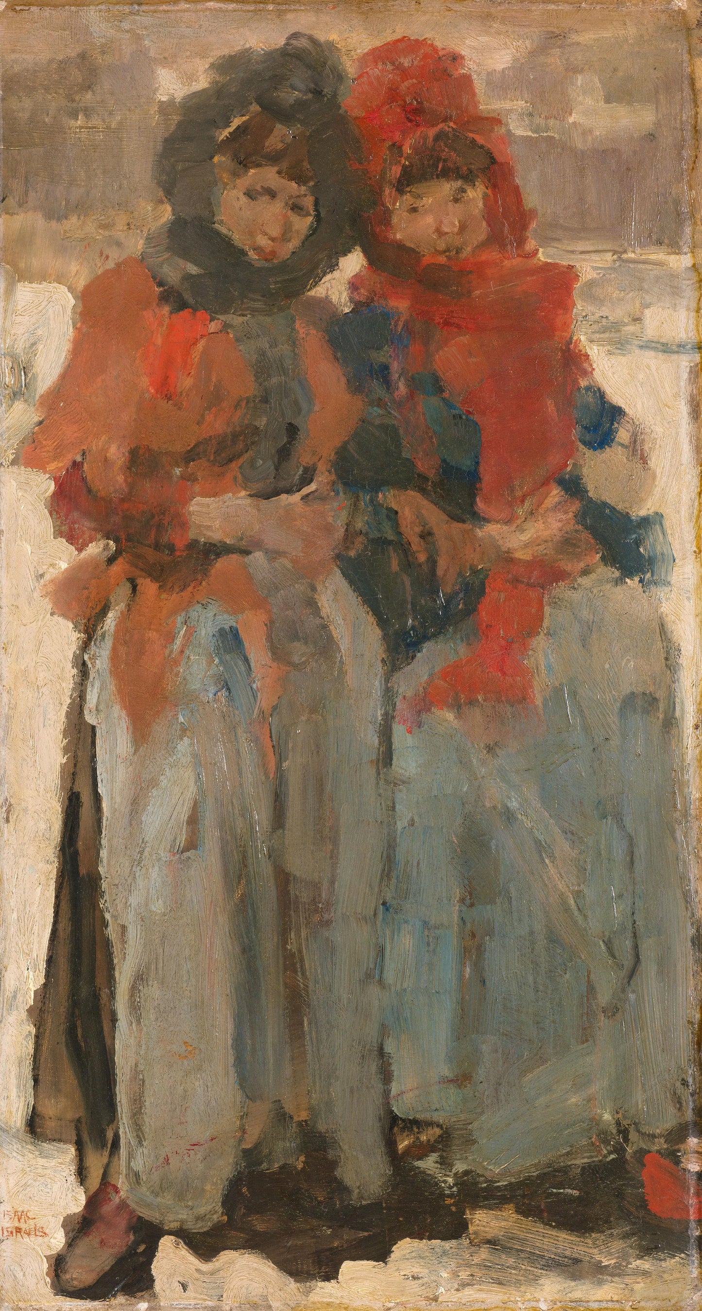 Two Young Women in the Snow – Isaac Israels (vermeld op object) Vintage Art Print | Wall Art Poster