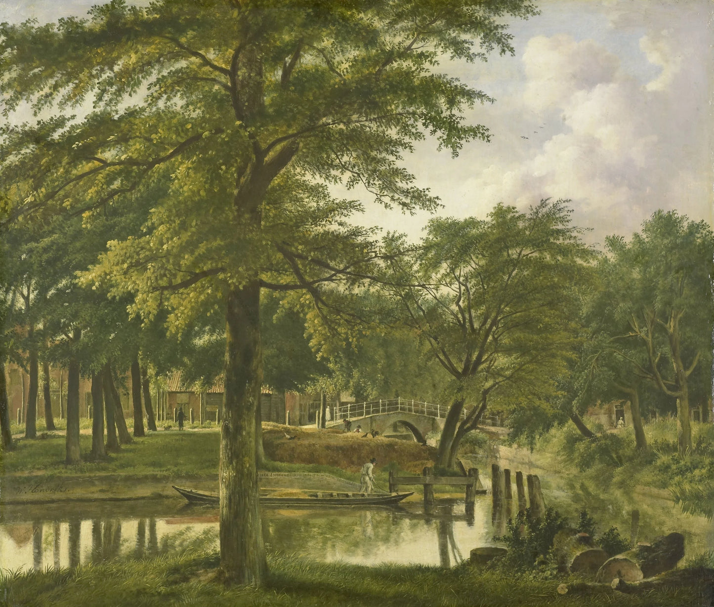 View of the Nieuwe Gracht near the Bolwerk, Haarlem – Wybrand Hendriks (eigenhandig gesigneerd) Vintage Garden Scene Art Print | Wall Art Poster