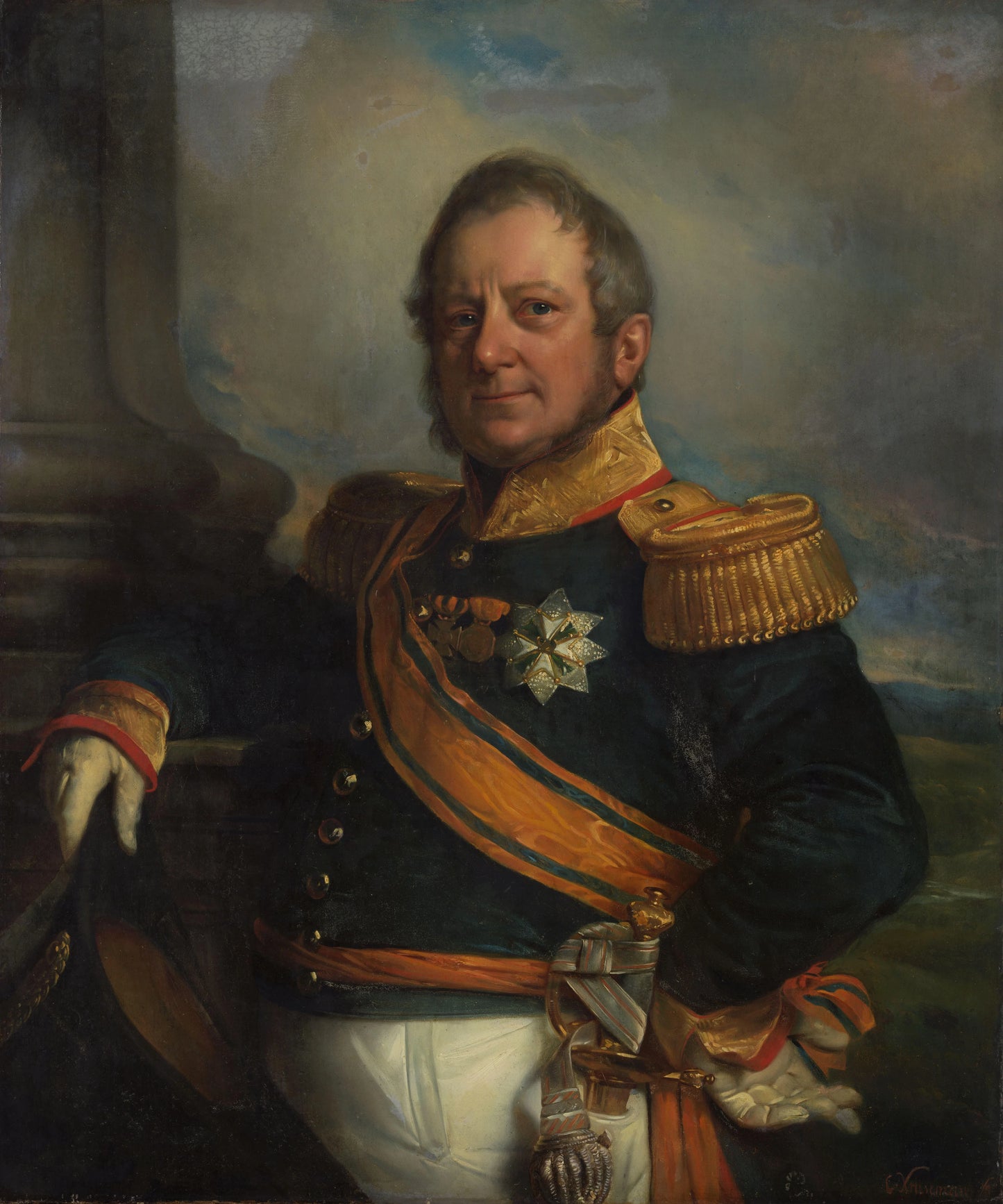 Portrait of Hendrik Merkus, Baron de Kock, Army Commandant and after 1826 Lieutenant Governor-General of the Dutch East Indies – Cornelis Kruseman (mentioned on object) Vintage Portrait Art Print | Wall Art Poster