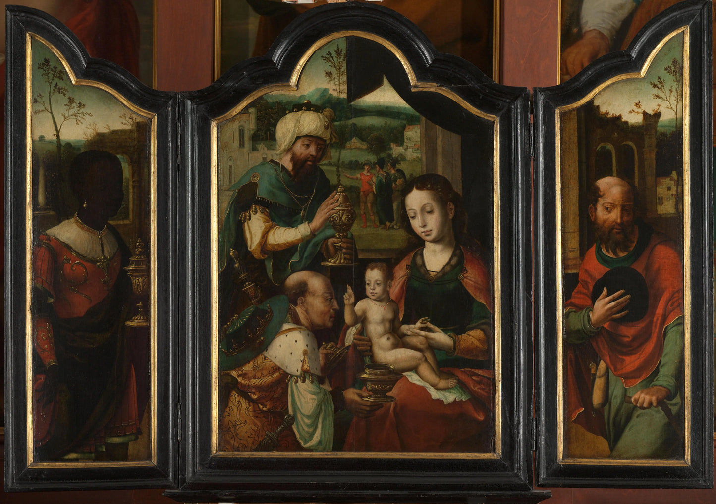 Triptych with the Adoration of the Magi – workshop of Pieter Coecke van Aelst (I) Vintage Art Print | Wall Art Poster