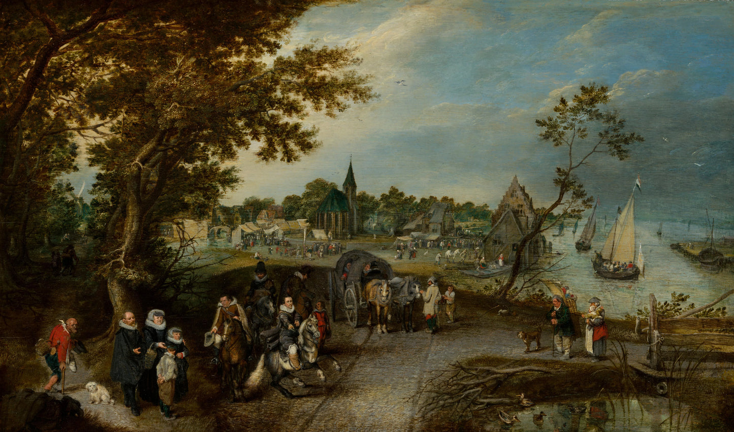 Landscape with Figures and a Village Fair (Village Kermesse) – Adriaen Pietersz van de Venne Vintage Landscape Art Print | Wall Art Poster