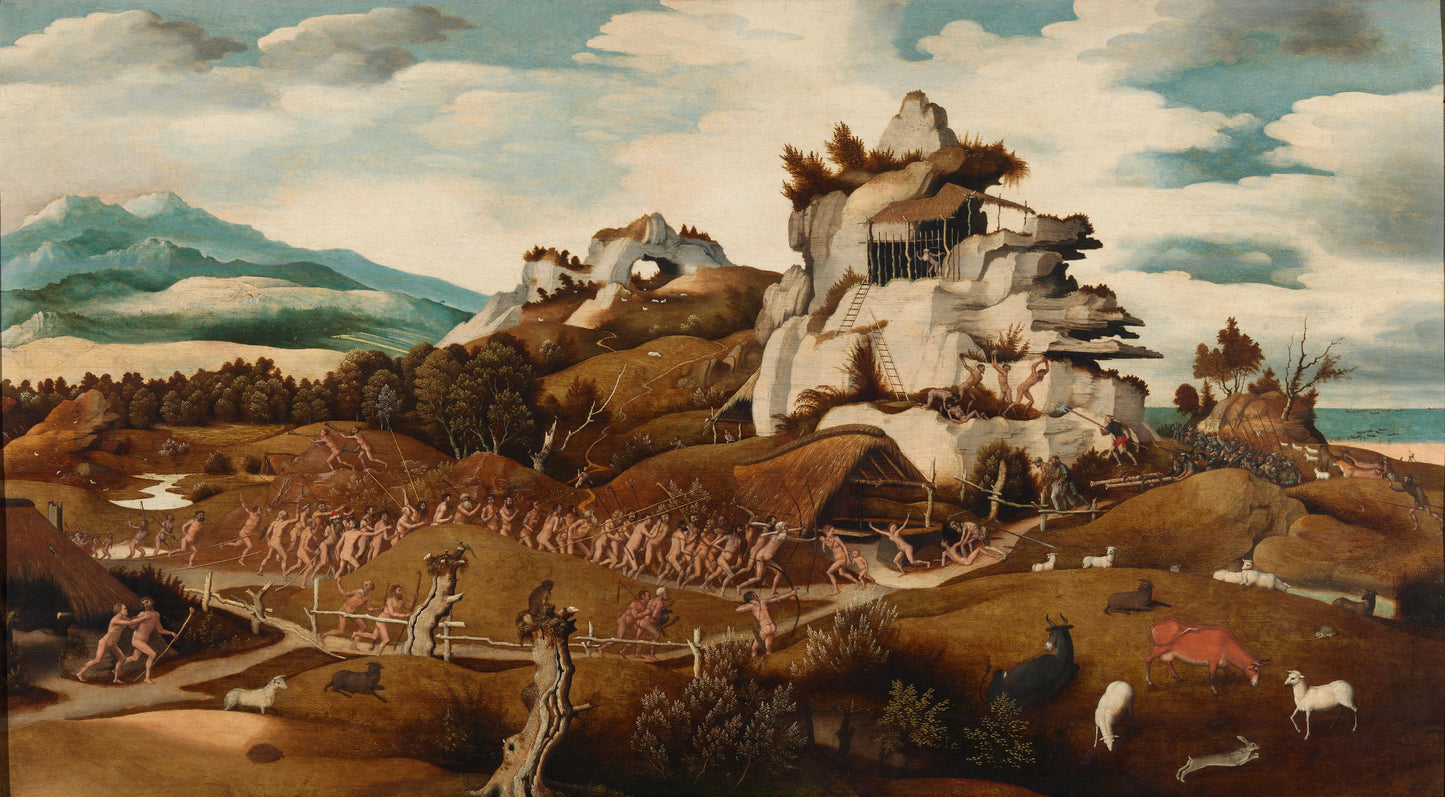 Landscape with an Episode from the Conquest of America – Jan Jansz Mostaert Vintage Landscape Art Print | Wall Art Poster