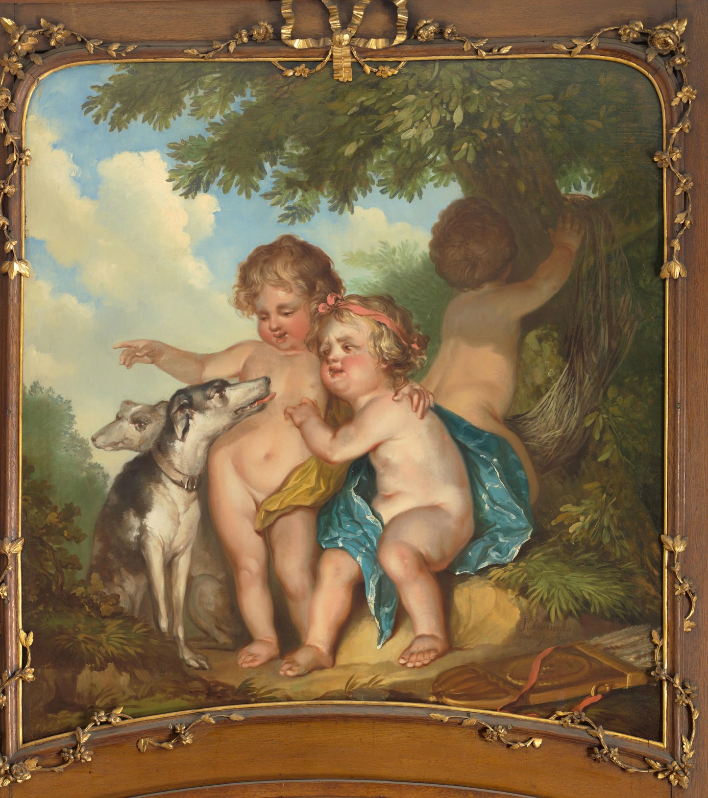 Drie kinderen met twee honden – Jurriaan Andriessen Vintage Art Print | Wall Art Poster