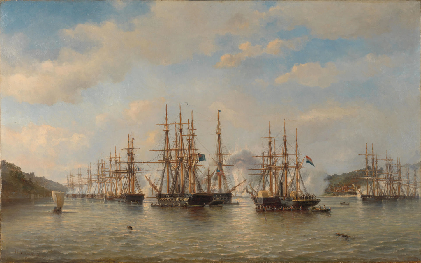 Dutch, English, French and American Squadrons in Japanese Waters during the Expedition led by the French Commander Constant Jaurès, September 1864 – jonkheer Jacob Eduard van Heemskerck van Beest Vintage Marine Scene Art Print | Wall Art Poster