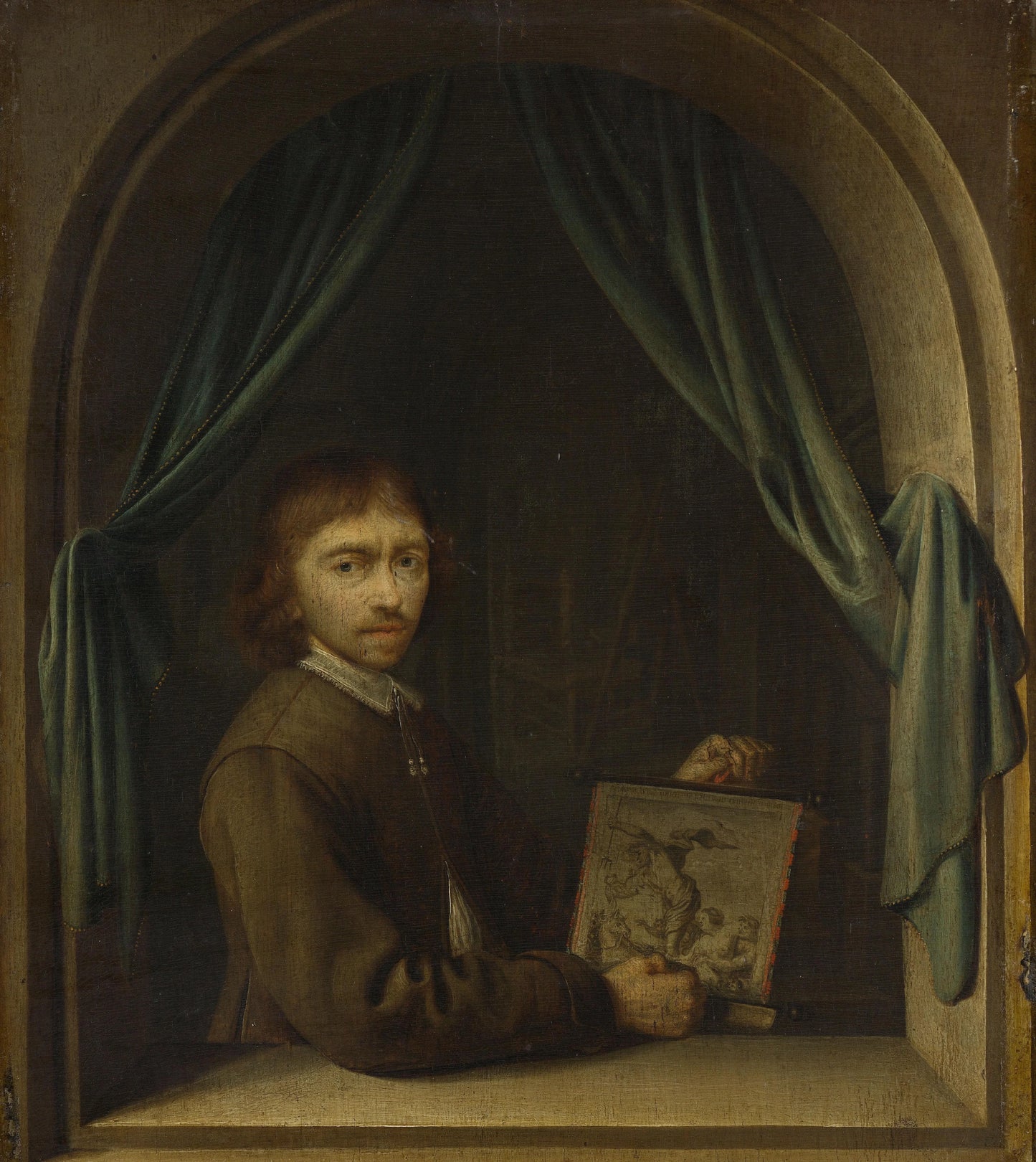 Portrait of a Painter – toegeschreven aan Pieter van Egmondt Vintage Self-Portrait Art Print | Wall Art Poster