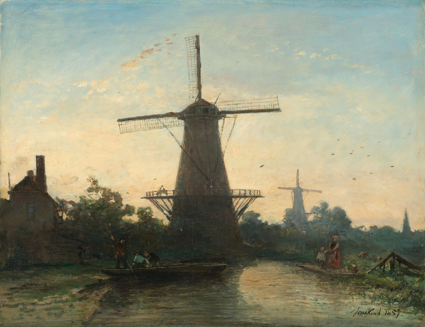 Windmills near Rotterdam – Johan Barthold Jongkind (mentioned on object) Vintage Landscape Art Print | Wall Art Poster